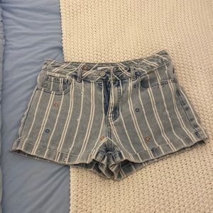 Pacsun Floral / Pinstripe Mom Shorts